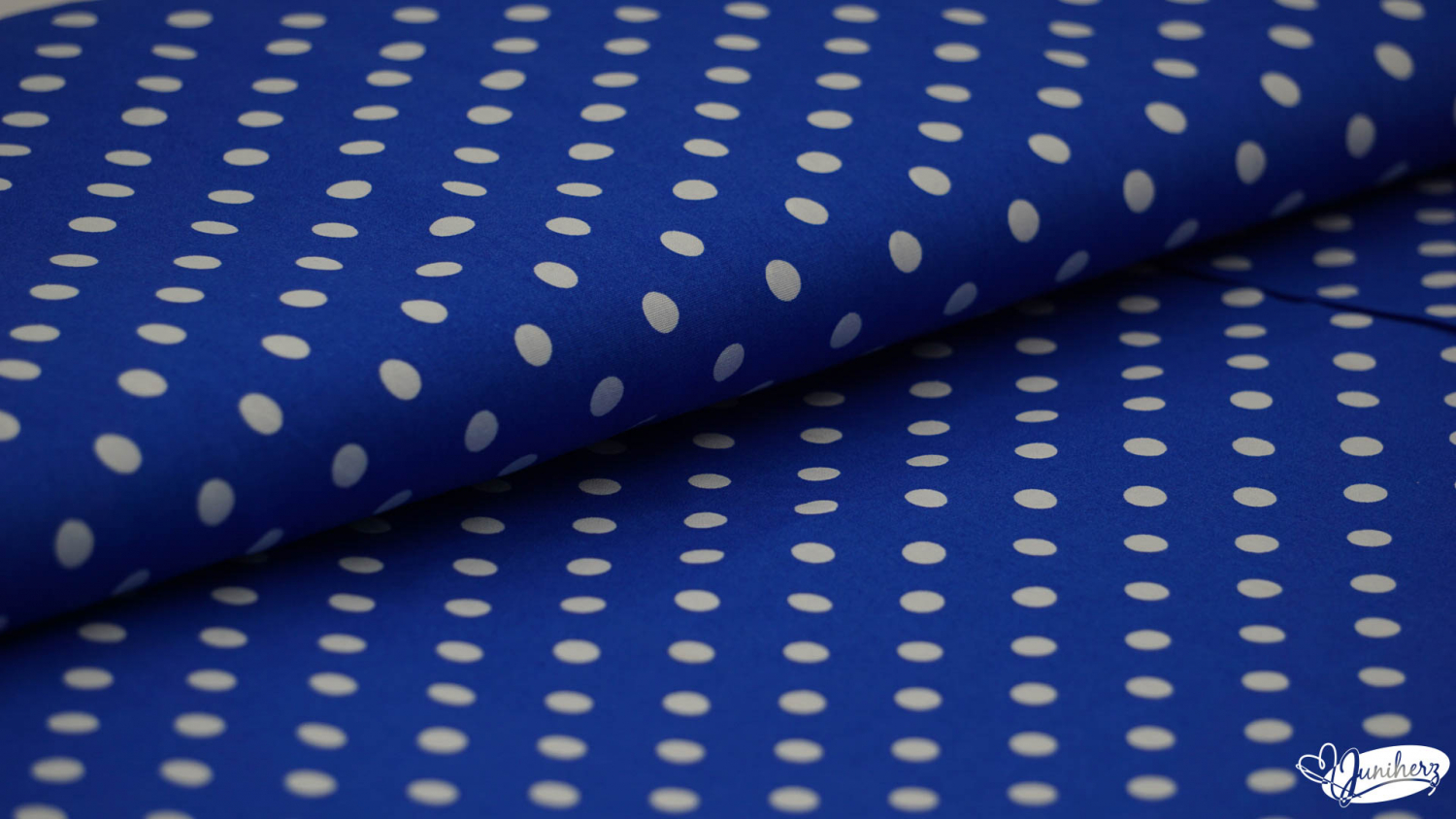 Baumwolle -  blau big white dots