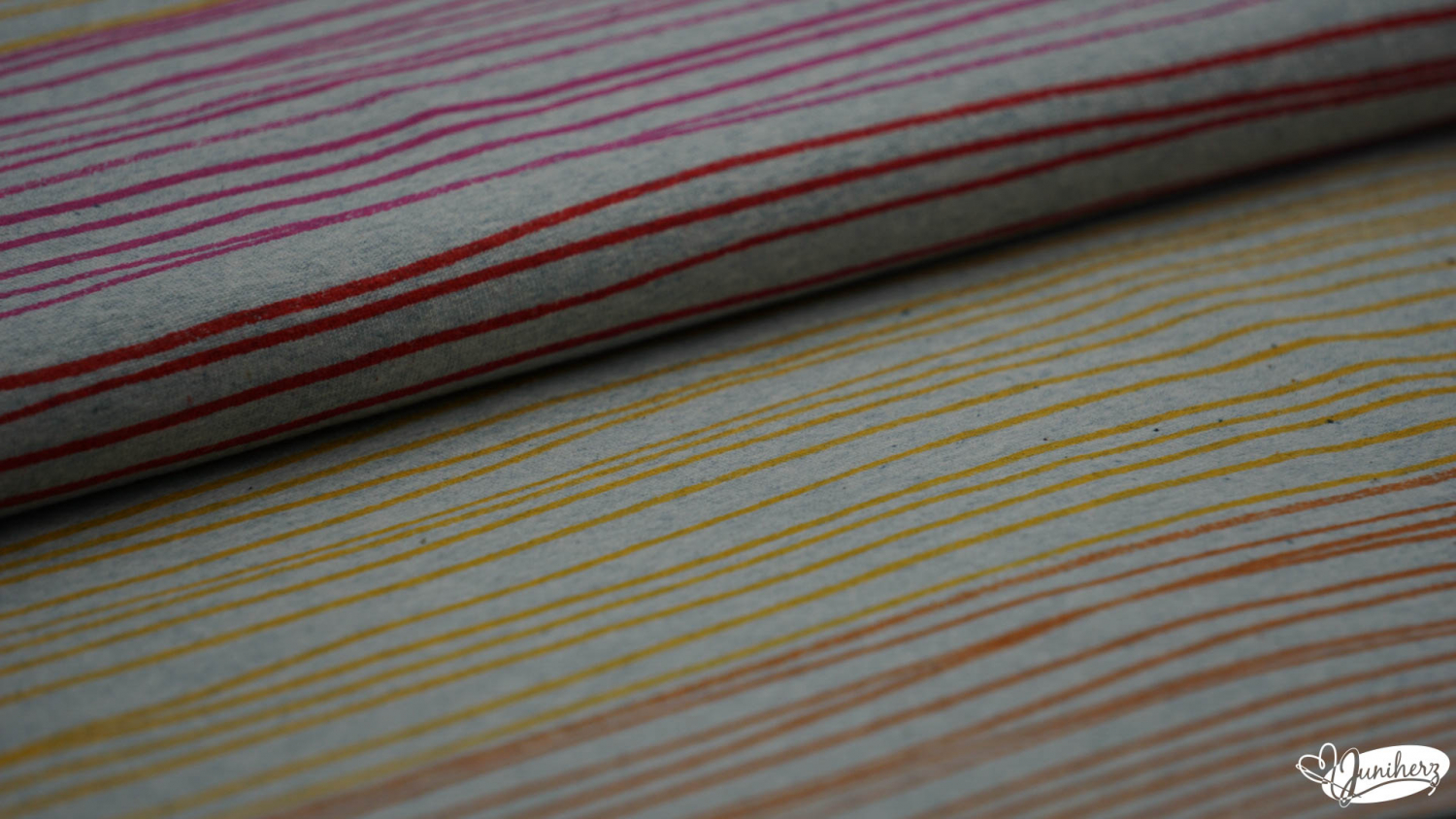 JERSEY - Lillestoff - Buntstiftstreifen rotorange, meilliert BIO GOTS-zertifiziert