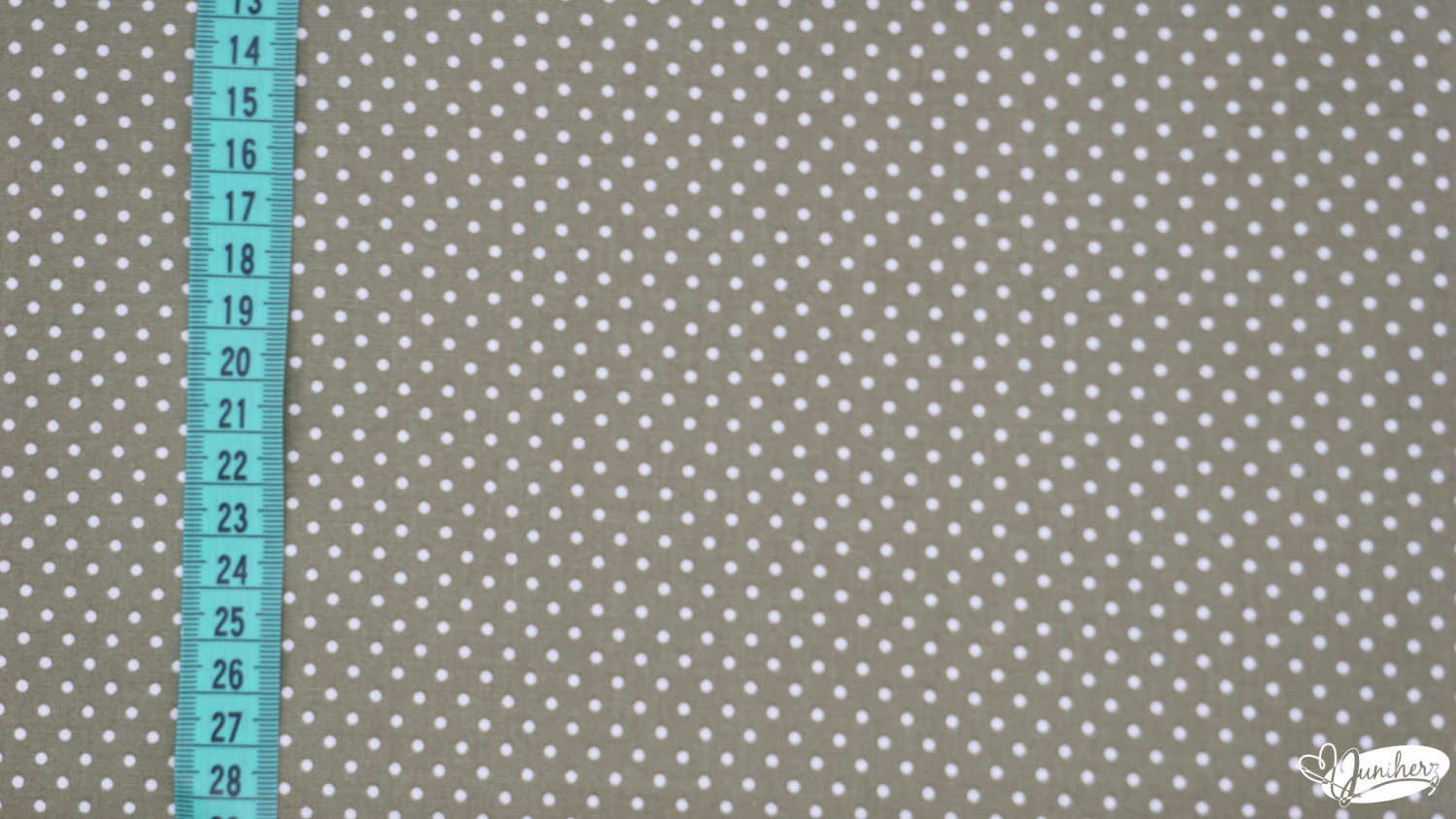 Baumwolle - moosgrün - weiß dots Punkte